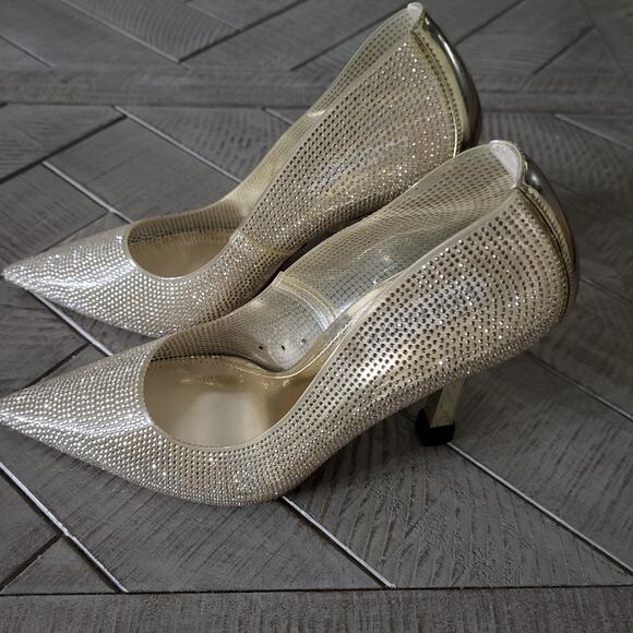 Steve Madden Pumps Womens 8 Altisha Gold Tone Heel Bling Sparkle - Picture 4 of 10